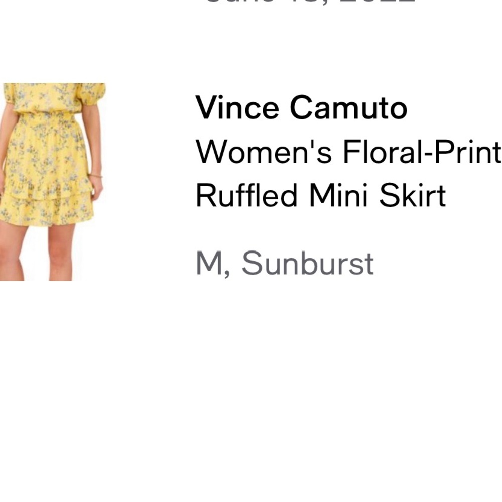 New with Tags Vince Camuto Floral Ruffled Mini Skirt